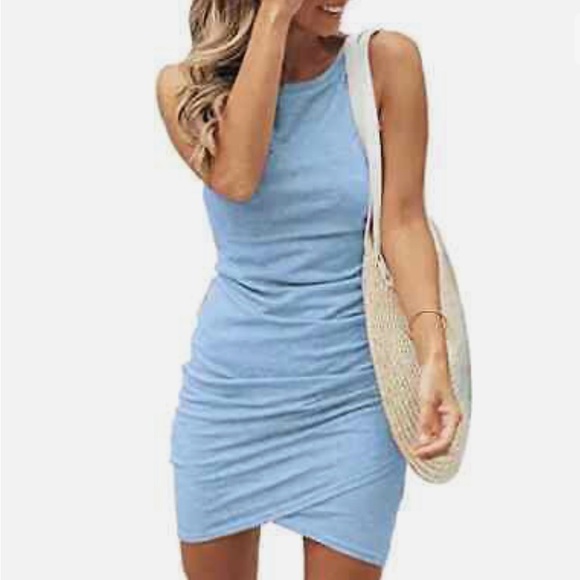 2023 SummerSleeveless Tank Dress. Slim Fit Crew Neckline. Slimming. - Picture 4 of 6
